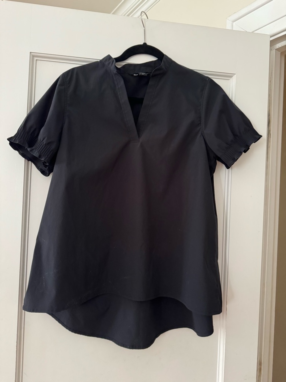 Athleta Black Short-Sleeve V-Notch Blouse